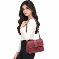Croc Crossbody Maroon