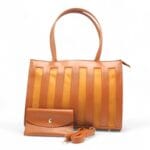 Stripe Tote 2pcs Mustard-1
