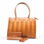 Stripe Tote 2pcs Mustard-1
