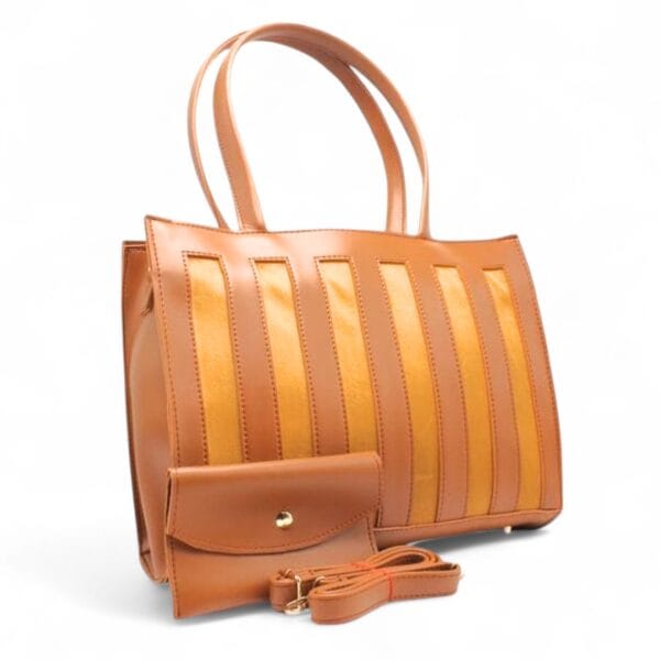 Stripe Tote 2pcs Mustard-2