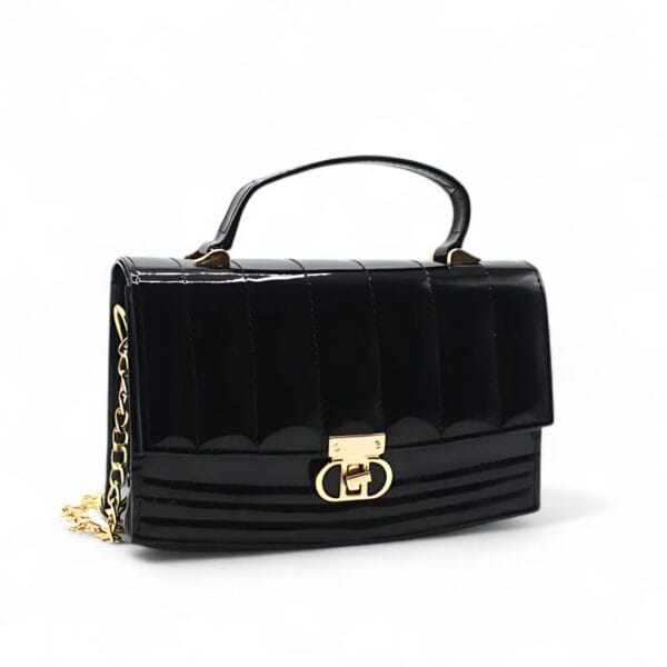 Tee Black Patent Crossbody-2